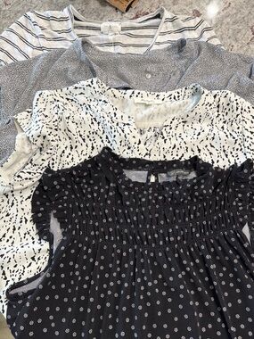 Bundle of 4 black and white casual women's shirts size L-XL